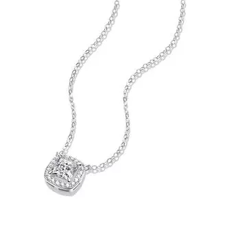 Ожерелье с кулоном из муассанита принцессы для женщин, стерлинговое серебро 925 пробы, 1 карат, ожерелья с бриллиантами Halo, свадебная вечеринка, ювелирные изделия 1CT белого золота