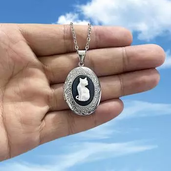 Ожерелье с кулоном в виде готической кошки — элегантное, простое, овальное ювелирное украшение в подарок для женщин