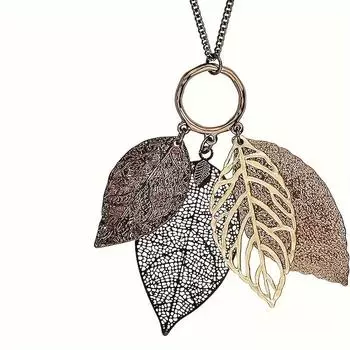 Ожерелье с кулоном в виде листа в этническом стиле для женщин, модное длинное ожерелье-цепочка для свитера, вечернее платье, ожерелье, ювелирное украшение в подарок коричневый