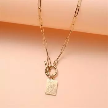 Ожерелье с квадратной подвеской из нержавеющей стали с пряжкой Ot, ожерелье с цветком в виде звезды и луны, цепочка для свитера золотой
