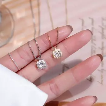 Ожерелье с квадратным бриллиантом и цирконием, женское, Ins Cold Wind, подвесной светильник, роскошный темперамент, инкрустированный бриллиантами, нержавеющая сталь, цепочка на ключицу, аксессуары