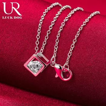 Ожерелье с квадратным цирконием из стерлингового серебра 925 пробы, модные свадебные украшения O-45CM