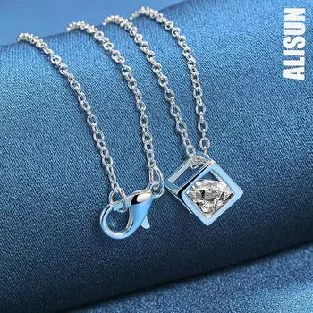 Ожерелье с квадратным цирконием из стерлингового серебра 925 пробы, модные свадебные украшения O-45CM
