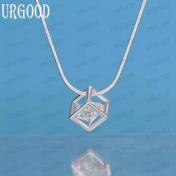 Ожерелье с квадратным цирконием из стерлингового серебра 925 пробы, модные свадебные украшения S-40CM