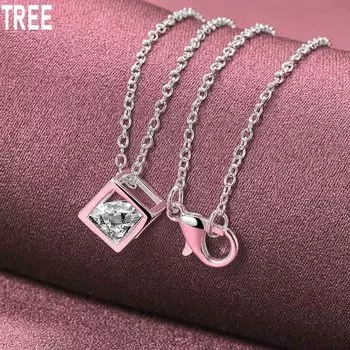 Ожерелье с квадратным цирконием из стерлингового серебра 925 пробы, модные свадебные украшения O--40CM