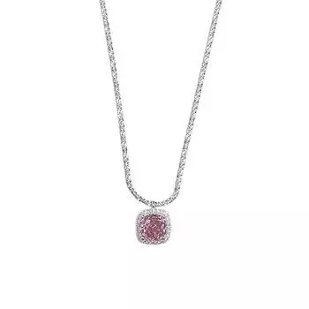 Ожерелье с квадратным розовым бриллиантом, элитная ниша, универсальный, модный дизайн, геометрическая ключичная цепочка