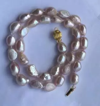 Ожерелье с лавандовым барочным светло-фиолетовым пресноводным жемчугом 17 дюймов, 8–9 мм