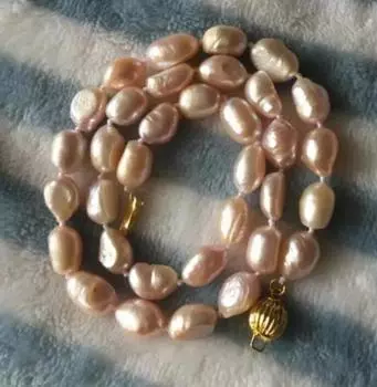 Ожерелье с лавандовым светло-розовым пресноводным жемчугом в стиле барокко, 17 дюймов, 8–9 мм.