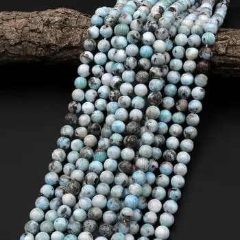 Ожерелье с лечебным камнем Ларимар – ювелирные изделия из натурального синего камня 6mm светло-синий