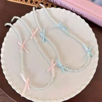 Ожерелье с лентой и бантом для балерин, милое, высококачественное, легкое, роскошное, модное, простые весенне-летние аксессуары розовый