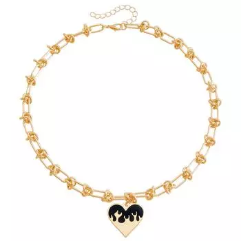 Ожерелье с любовью Дизайн ювелирных изделий Аксессуары для пар Металлическое ожерелье с цепочкой из сердца и пламени на ключице золотой
