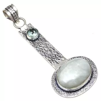 Ожерелье с лунным камнем, подарок ручной работы для нее, ювелирное изделие 2,75 дюйма