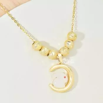 Ожерелье с лунным кроликом, женское, легкое, роскошное, высокое качество, универсальный, трендовый, милый кулон