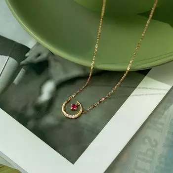 925 стерлингового серебра позолоченный лунный ожерелье женское простая ключичная цепочка синий