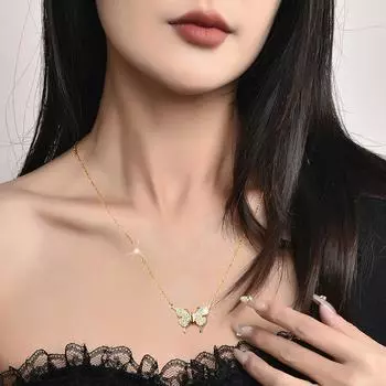 Ожерелье с магнитной присоской в виде бабочки, женская цепочка на ключицу, модный нишевый дизайн, высококачественный кулон без столкновений 40cm
