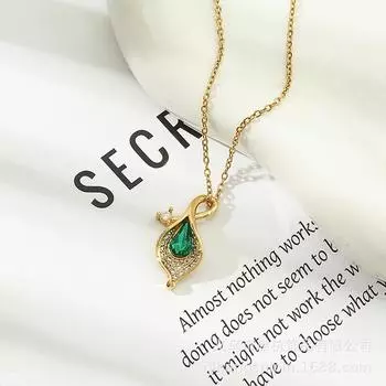 Ожерелье с маленьким листиком Женское Легкая роскошь Высокий класс Простое, свежее и натуральное Универсальный кулон с микроинкрустацией цирконами и ювелирными изделиями