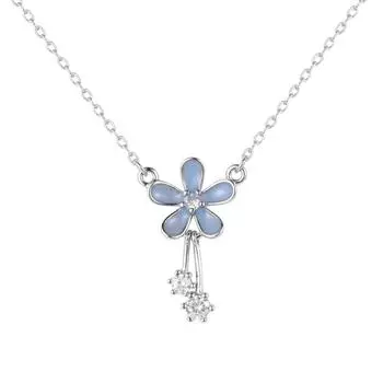 Ожерелье с маленьким синим цветком, свежая летняя цепочка на ключицу, темперамент, универсальный и милый новый стиль для женщин
