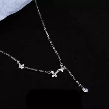 Ожерелье с маленькой бабочкой, инкрустированное бриллиантами, Персонализированный дизайн для студента-лесника, Темпераментная ключичная шейная цепочка