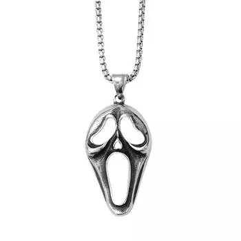 Ожерелье с маской призрака из титановой стали, кулон в виде маски ужаса на Хэллоуин (1 шт.)