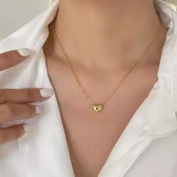 Ожерелье с массивным прозрачным сердцем 45 см, ожерелья с подвеской в форме сердца из 18-каратного золота