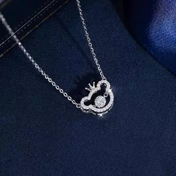 Ожерелье с медведем, женское, легкое, роскошное, темпераментное, бьющееся сердце, циркониевая подвеска, нержавеющая сталь, ключичная цепочка