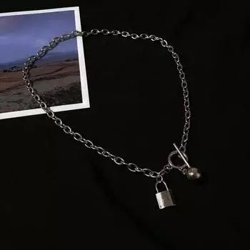 Ожерелье с металлическим шаром и прямой пряжкой для мужчин и женщин, модный хип-хоп, нишевый дизайн, индивидуальное мужское модное украшение