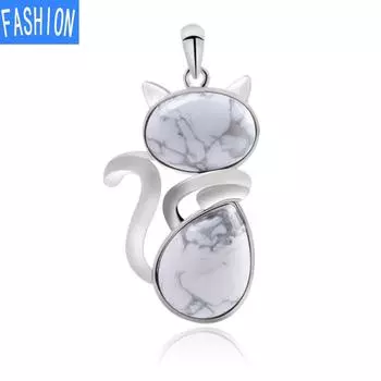 Ожерелье с милым котом, женские украшения из натурального хрустального камня white turquoise