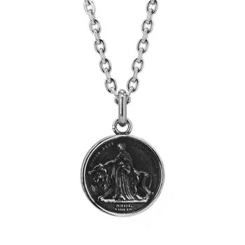 Ожерелье с монетой в виде львиного сердца Una Lion из хирургической нержавеющей стали, серебро, с фирменным мешочком LION HEART и для мужчин