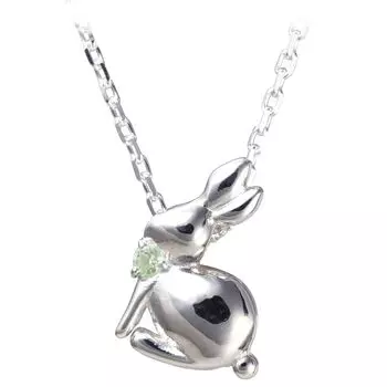 Ожерелье с мотивом кролика, серебро, камень по выбору [Future Angel], женское (Август Перидот)