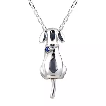 Ожерелье с мотивом собаки, серебро, камень по выбору [Future Angel], женское (Сентябрьский сапфир)
