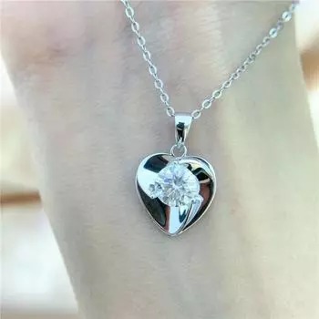 Ожерелье с муассанитом, позолоченное серебро 925 пробы, 18 карат, 6,5 мм, 1 карат, кулон в виде сердца невесты, подружек невесты, свадебный подарок, ювелирные изделия 45cm