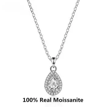 Ожерелье с муассанитом превосходной огранки, цвет D, кулон с драгоценным камнем 1-2 карата, женское ожерелье из стерлингового серебра, сертифицированные GRA ювелирные изделия 1 Ccarat