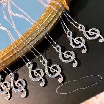 Ожерелье с музыкальным символом Love Notes, белое медное платиновое золото, женское ожерелье