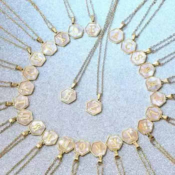 Ожерелье с надписью AZ из нержавеющей стали, цепочка с подвеской в форме ракушки, ожерелья для женщин, колье-чокер с буквами, ожерелье, ювелирное изделие на день рождения, подарок A