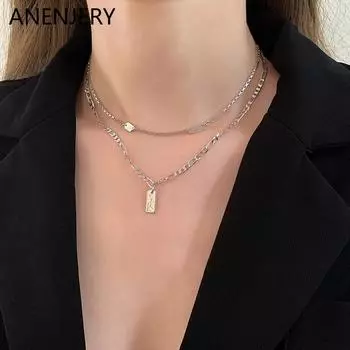 Ожерелье с надписью Lucky для женщин, асимметрия, цепочка на ключицу, серебряное ожерелье с темпераментом, ювелирные изделия, оптовая продажа