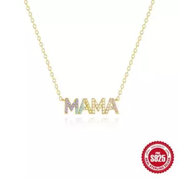 Ожерелье с надписью «Mama Diamond» из стерлингового серебра 925 пробы, подарок на День матери, универсальное женское ожерелье на ключицу 925 Silver