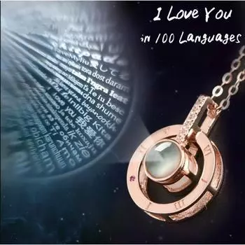 Ожерелье с надписью «Я люблю тебя на 100 языках» с микроскопическими резными фигурками и световой проекцией, подвесное ожерелье для женщин, влюбленных, ювелирные изделия, подарки серебряный