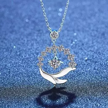 Ожерелье с настоящим муассанитом и бриллиантом для женщин и девочек, стерлинговое серебро 925 пробы, мини-кулон с муассанитом и дельфином, ожерелье, ювелирные изделия