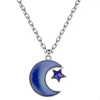 Ожерелье с настроением, чувствительное к температуре Луны, в форме звезды, очаровательные ювелирные изделия, подарки, изменяющий цвет кулон