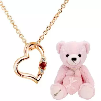 Ожерелье с натуральным бриллиантом Love Heart Pink Color Garnet Teddy Bear Pink [Sears] Женское (январь) 1491p-tdt-01-p1