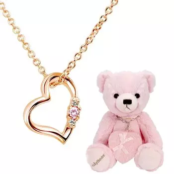 Ожерелье с натуральным бриллиантом Love Heart Pink Color Pink Tourmaline Teddy Bear Pink [Sears] Womens (Октябрь) 1491p-tdt-01-p10