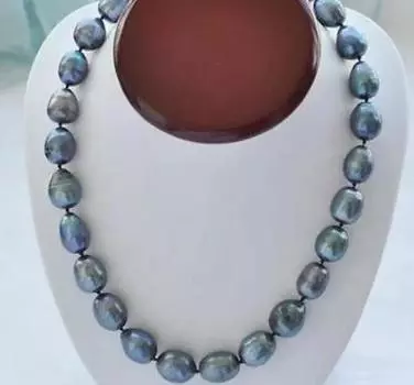 ОЖЕРЕЛЬЕ С НАТУРАЛЬНЫМ ЮЖНОМОРСКИМ БАРОККО СЕРЫМ ЖЕМЧУГОМ 9-10 мм