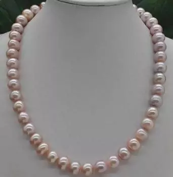 Ожерелье с натуральным редким пресноводным жемчугом лаванды диаметром 8–9 мм длиной 18 дюймов.