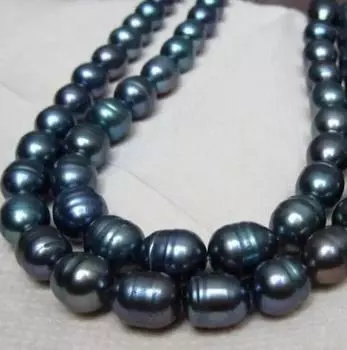 ОЖЕРЕЛЬЕ С НАТУРАЛЬНЫМ ЗЕЛЕНЫМ ЧЕРНЫМ ЖЕМЧУГОМ ЮЖНОГО МОРЯ 9–10 ММ 32 дюйма