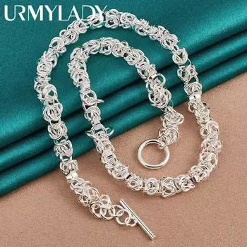 Ожерелье с несколькими кольцами из стерлингового серебра 925 пробы для женщин, модные очаровательные ювелирные изделия для свадебной вечеринки 45cm