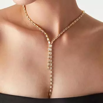 Ожерелье с однотонным цирконием и золотым краем, женская легкая роскошная цепочка на ключицу для вечеринки в виде цыганки