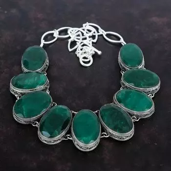 Ожерелье с ограненным замбийским изумрудом, драгоценный камень, ювелирные изделия ручной работы, ожерелье из стерлингового серебра 925 пробы, регулируемое ожерелье-цепочка, винтажное ожерелье для подарков