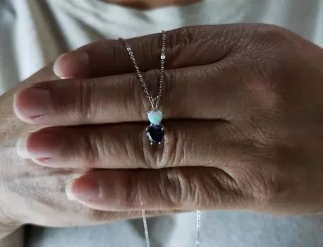 Ожерелье с опалом, Ожерелье с синим сапфиром, Кулон с сапфиром, Ожерелье в форме сердца