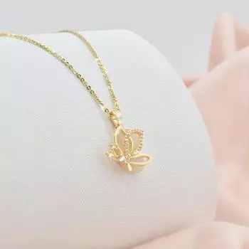 Ожерелье с опаловой бабочкой, женское, высококлассное, простое, темпераментное, универсальное, свежее, на ключицу, цепочка, ювелирное изделие