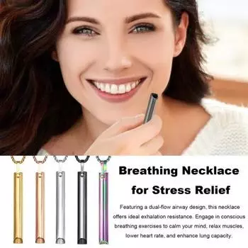 Ожерелье с осознанным дыханием из нержавеющей стали, ожерелье для снижения тревоги, облегчение стресса и паники, ожерелье длиной, регулируемая внутренняя медитация серебряный